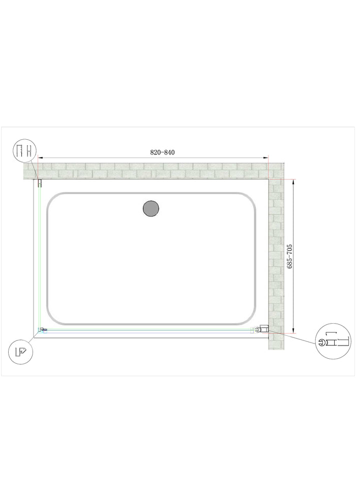 Box Doccia Battente e Parete Fissa Laterale Vetro Temperato 8 mm Easy-clean Reversibile PORTA 82-84 + FISSA 68,5-70,5