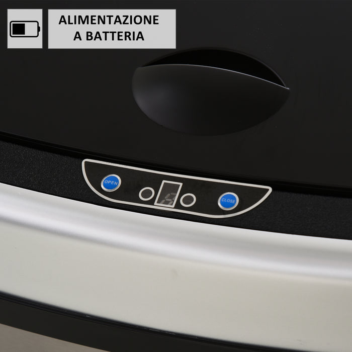 Easycomfort Pattumiera Cestino Bidone con Coperchio a Sensore ad Infrarossi per Cucina Bagno Capacità 58L in Acciaio ABS 40.9 × 28.9 × 68cm