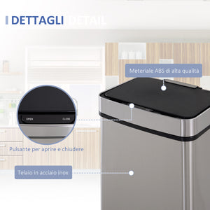 Easycomfort Pattumiera 72L a 3 Scomparti con Sensore Infrarossi e Apertura Automatica, in Acciaio e ABS, 42x30x81 cm