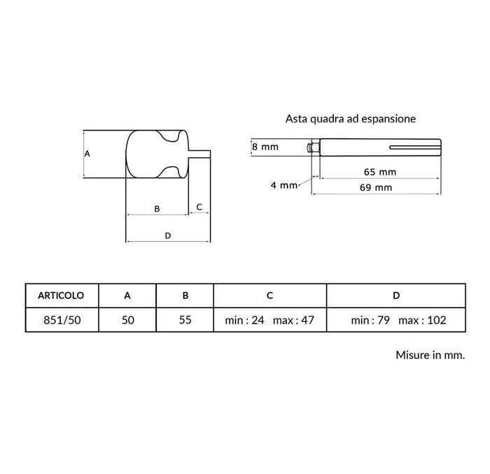 Maniglia su rosetta tonda SAGUATTI  851/50SQ in alluminio verde lucido