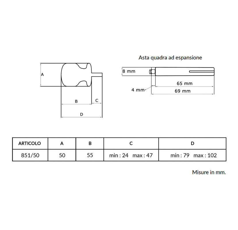 Maniglia su rosetta tonda SAGUATTI  851/50SQ in alluminio verde lucido