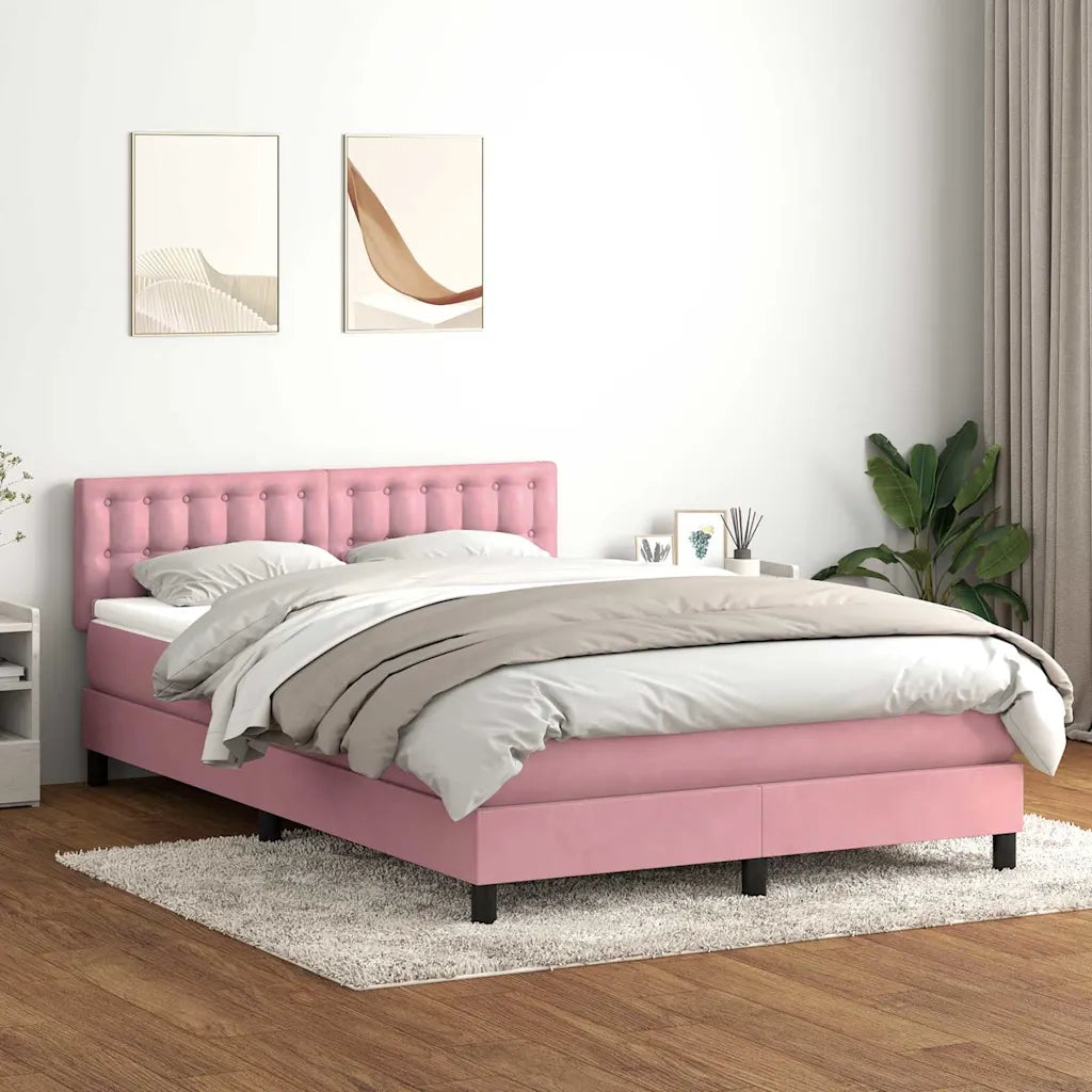 vidaXL Giroletto a Molle con Materasso Rosa 140x220 cm in Velluto