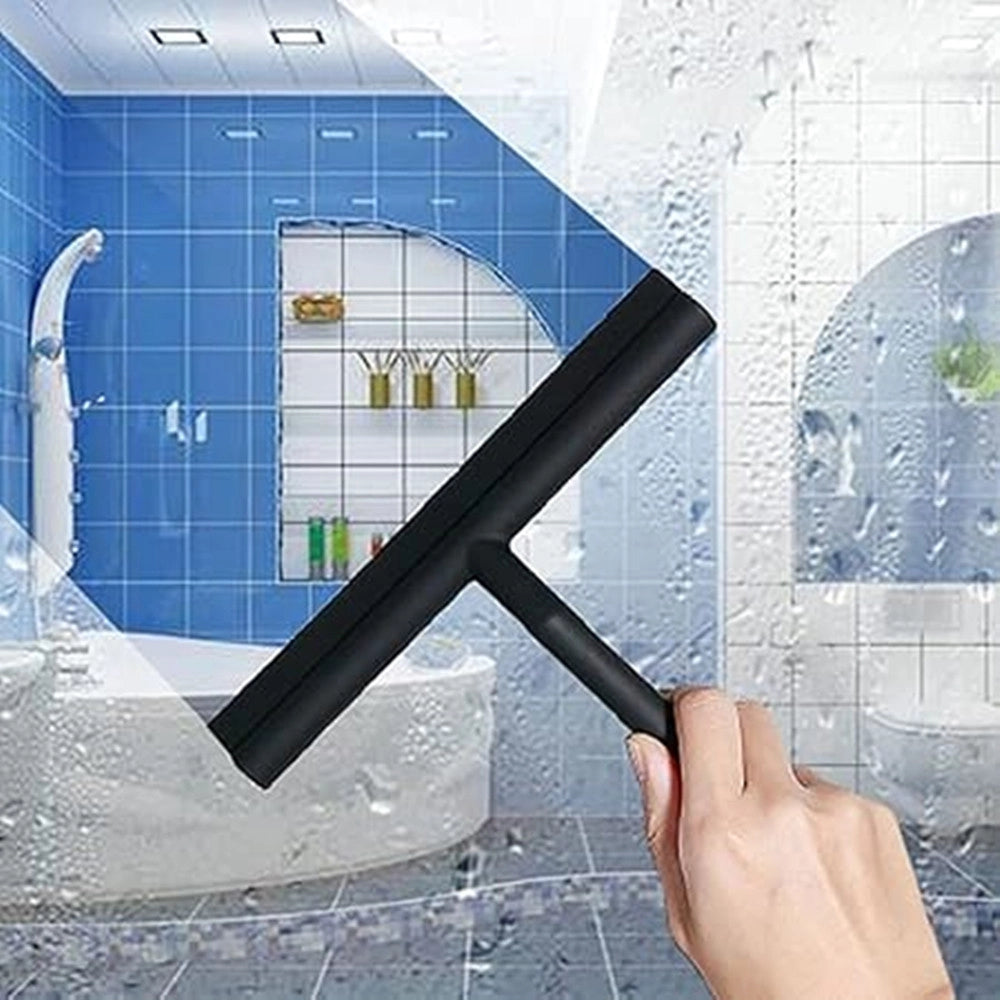 Trade Shop - Set 3pz Tergivetro Per Doccia Gancio Doppio Per Porta Box Appendino Adesivo Nero 87833 -