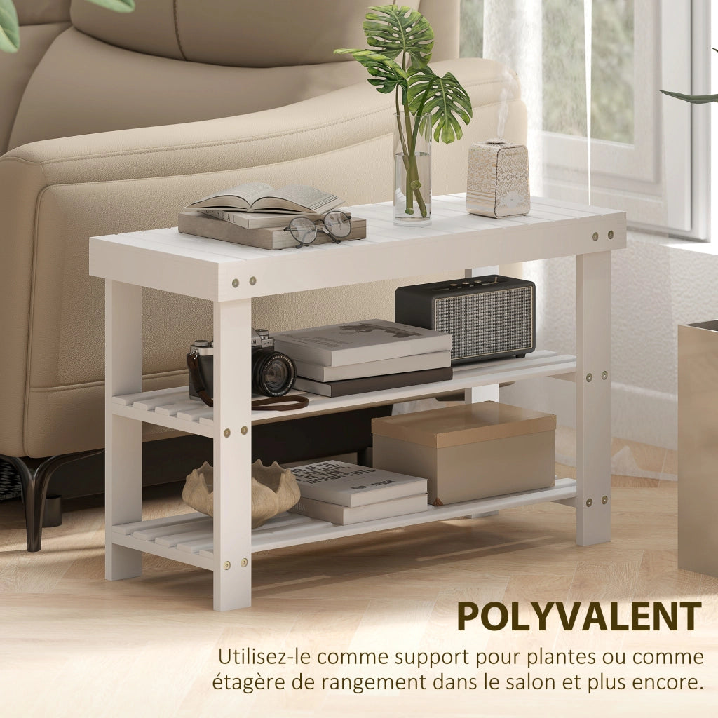 Scarpiera in Bamb¨´ a 3 Ripiani Scandinavo ¨C Zephmum ¨C Bianco 70x28x45 cm