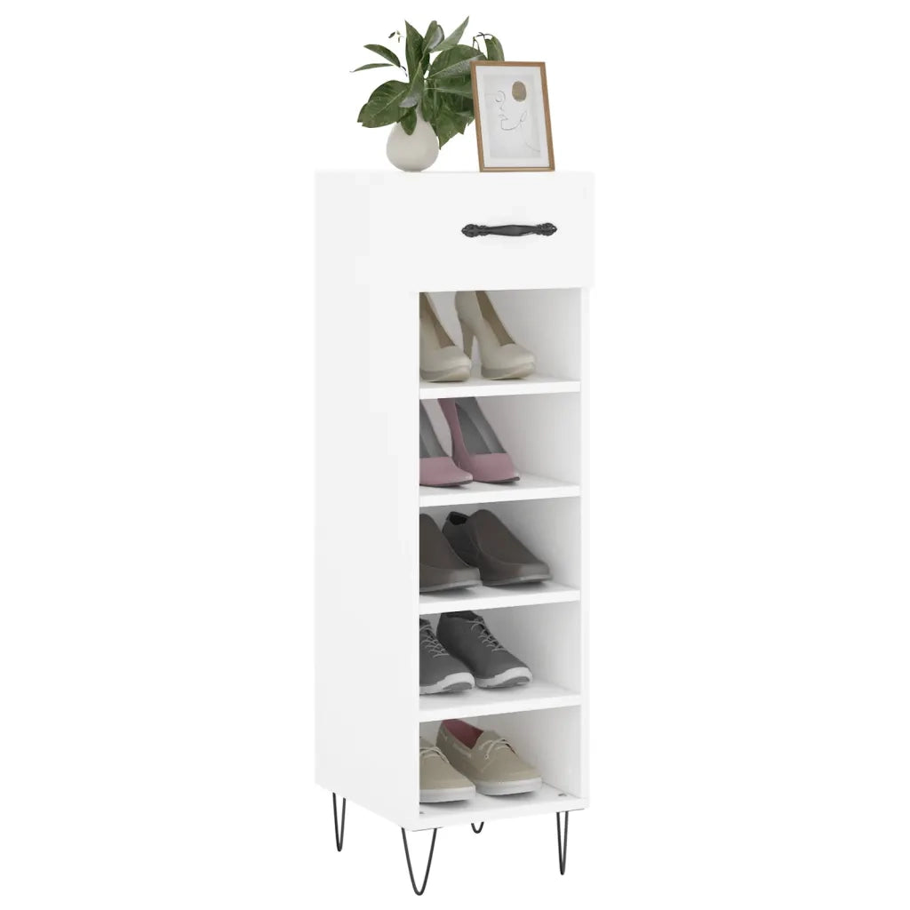Scarpiera Bianca 30x35x105 cm in Legno Multistrato 829668