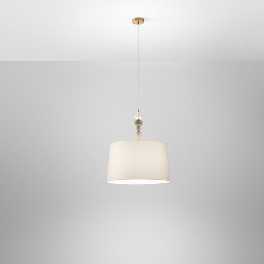 Sospensione Contemporanea Abaco Metallo Ottone Spazzolato Tessuto 1 Luce E27