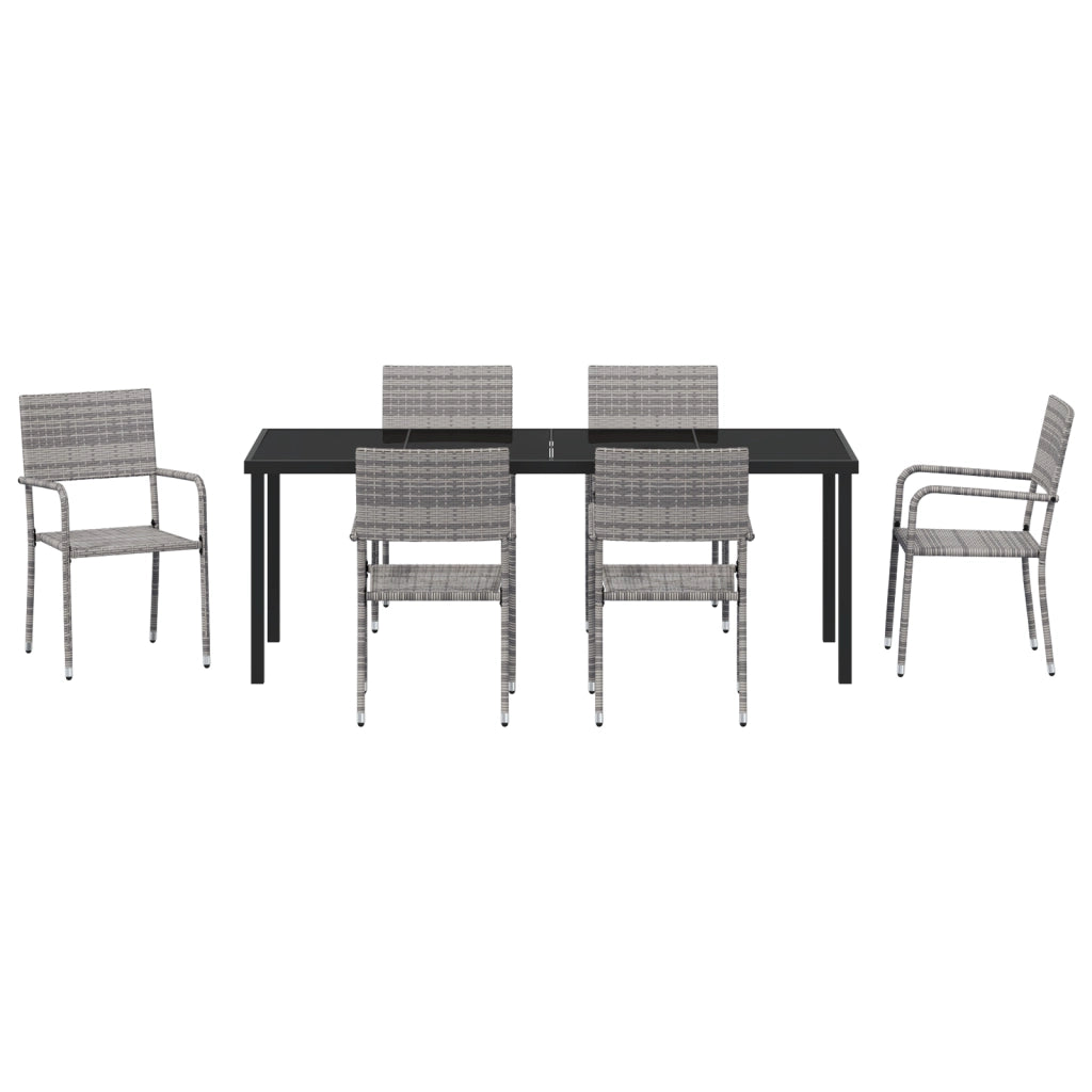 Set di Mobili da Giardino 7 Pezzi Grigio Polyrattan