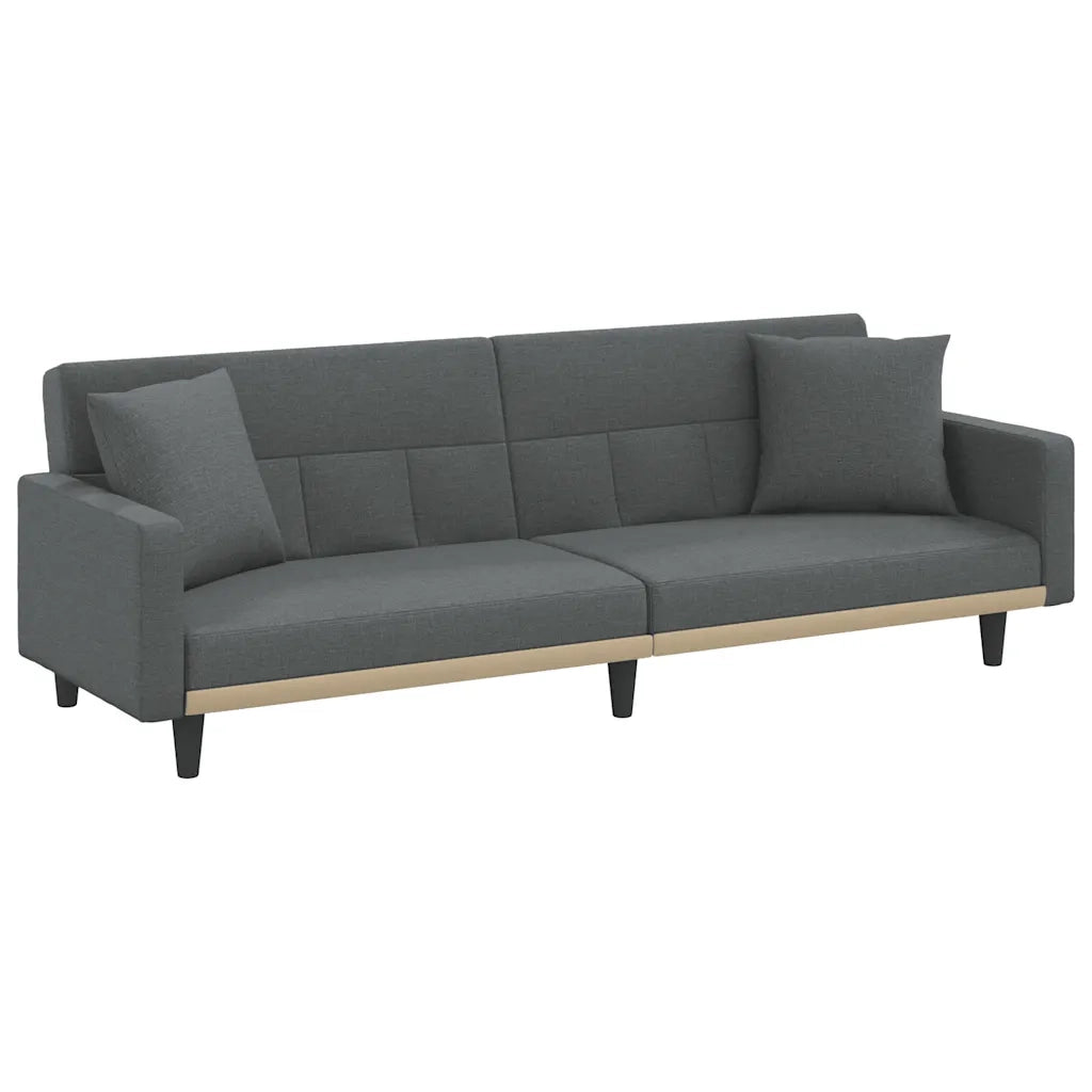 Divano letto | Sof¨¤ letto | Letto singolo con Cuscini Grigio Scuro in Tessuto