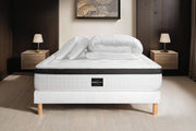 Pacchetto letto completo - Materasso 140x190cm + Box spring con doghe (kit) + 2 cuscini + Piumino - Privilège