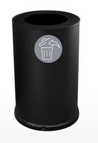 Pattumiera Per Raccolta Differenziata Ø45xh72 cm In Acciaio Verniciato 1 Scomparto con Anello Reggisacco Nero