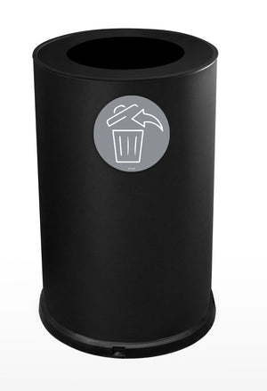 Pattumiera Per Raccolta Differenziata Ø45xh72 cm In Acciaio Verniciato 1 Scomparto con Anello Reggisacco Nero