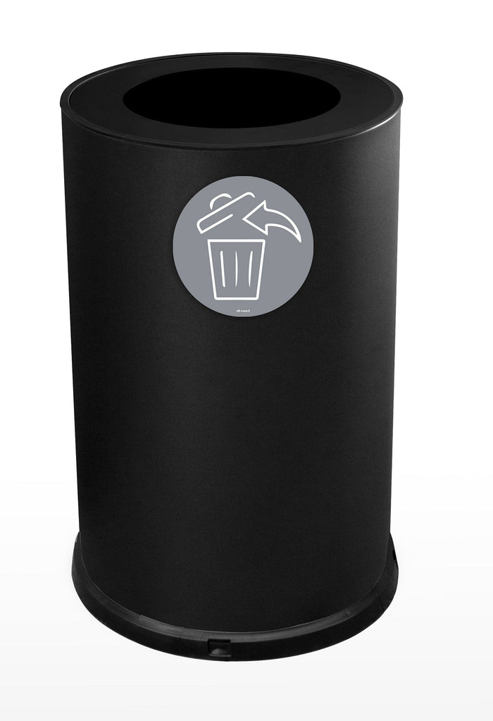 Pattumiera Per Raccolta Differenziata Ø45xh72 cm In Acciaio Verniciato 1 Scomparto con Anello Reggisacco Nero