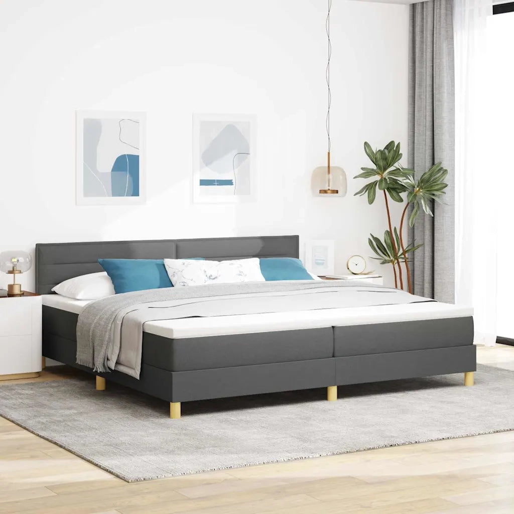 Letto a Sorgente LED Grigio scuro 200 x 200 cm Tessuto 3342388