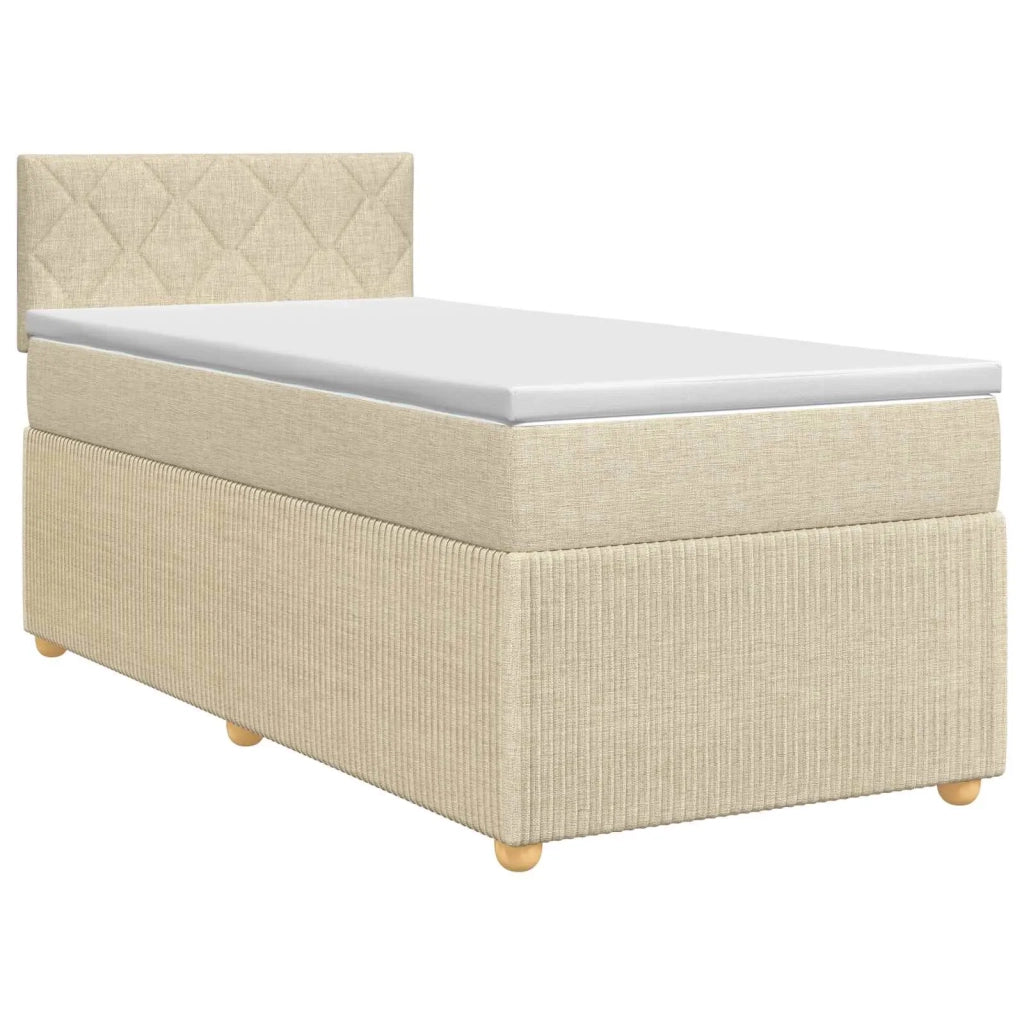 Letto box spring con materasso Crema 80 x 200 cm Tessuto 3451347