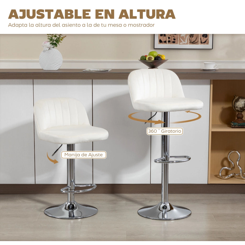 Sgabelli da Bar ¨C zephmum ¨C Altura Regolabile 43x45x81-101 cm Crema