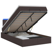 Letto Ottomano con Materasso e LED Marrone Scuro 120 x 190 cm 3456977