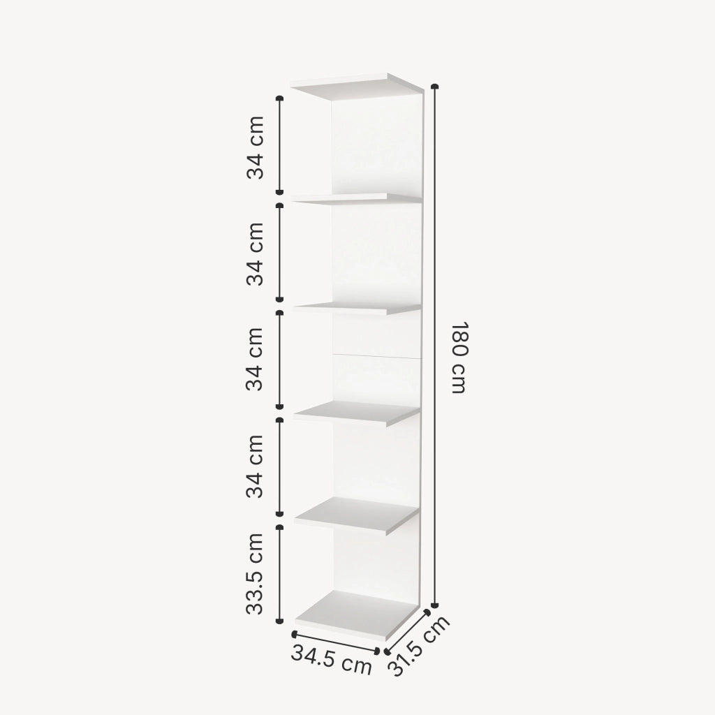 Mensola da Parete Surahammar Libreria Scaffale a Muro con 6 Ripiani - Bianco [en.casa]