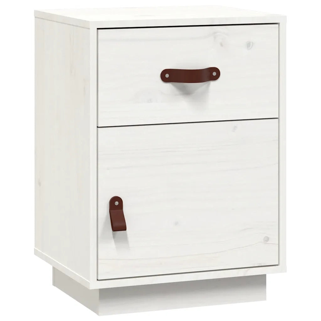 Comodini Bianchi 2 pz 40x34x55 cm in Legno Massello di Pino cod mxl 31214