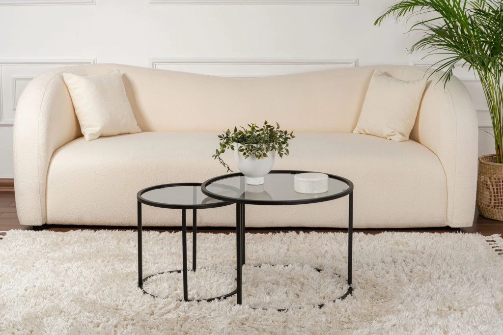 Set di 2 tavolini in metallo "Aurum" - 60 x 60 x 43 cm - Nero Grigio