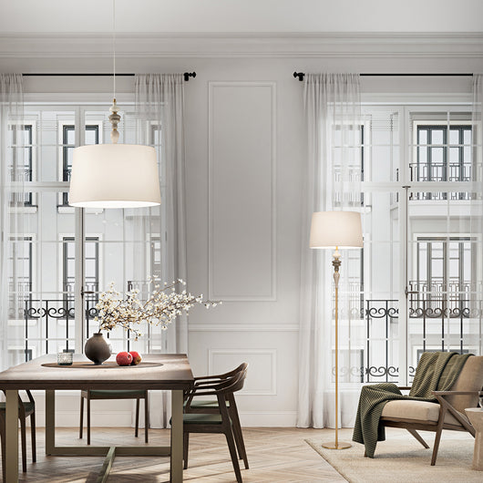 Piantana Contemporanea Abaco Metallo Orrone Spazzolato Tessuto 1 Luce E27