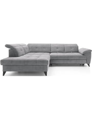 Divano ad angolo Grigio 5 posti angolo sinistro seduta alta 48cm INFERNO