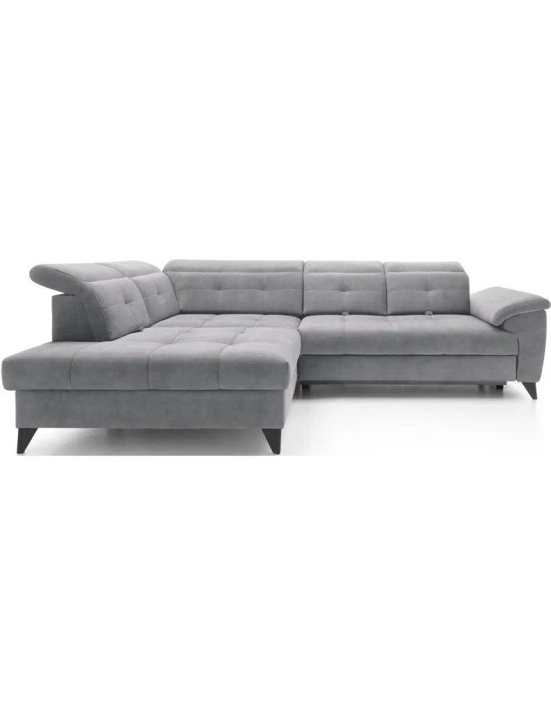 Divano ad angolo Grigio 5 posti angolo sinistro seduta alta 48cm INFERNO