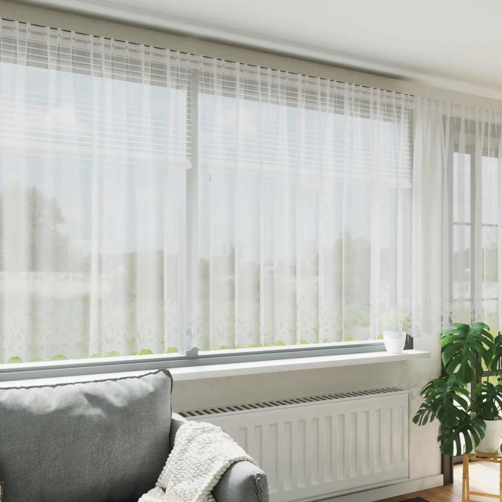Tenda in Pizzo con tende Bianco 1200 x 140 cm Poliestere 4107972