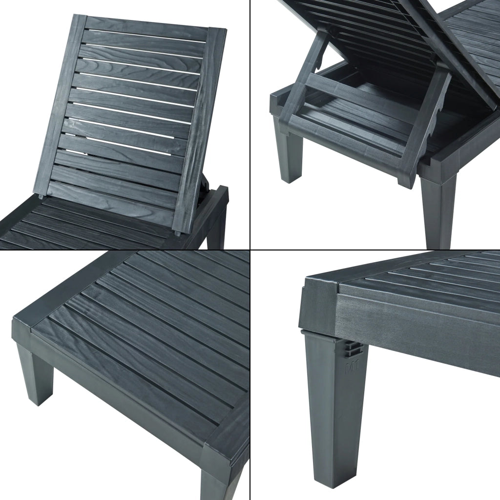 Chaise longue da giardino 172 x 58 x 74 cm nero strutturato 03_0009206