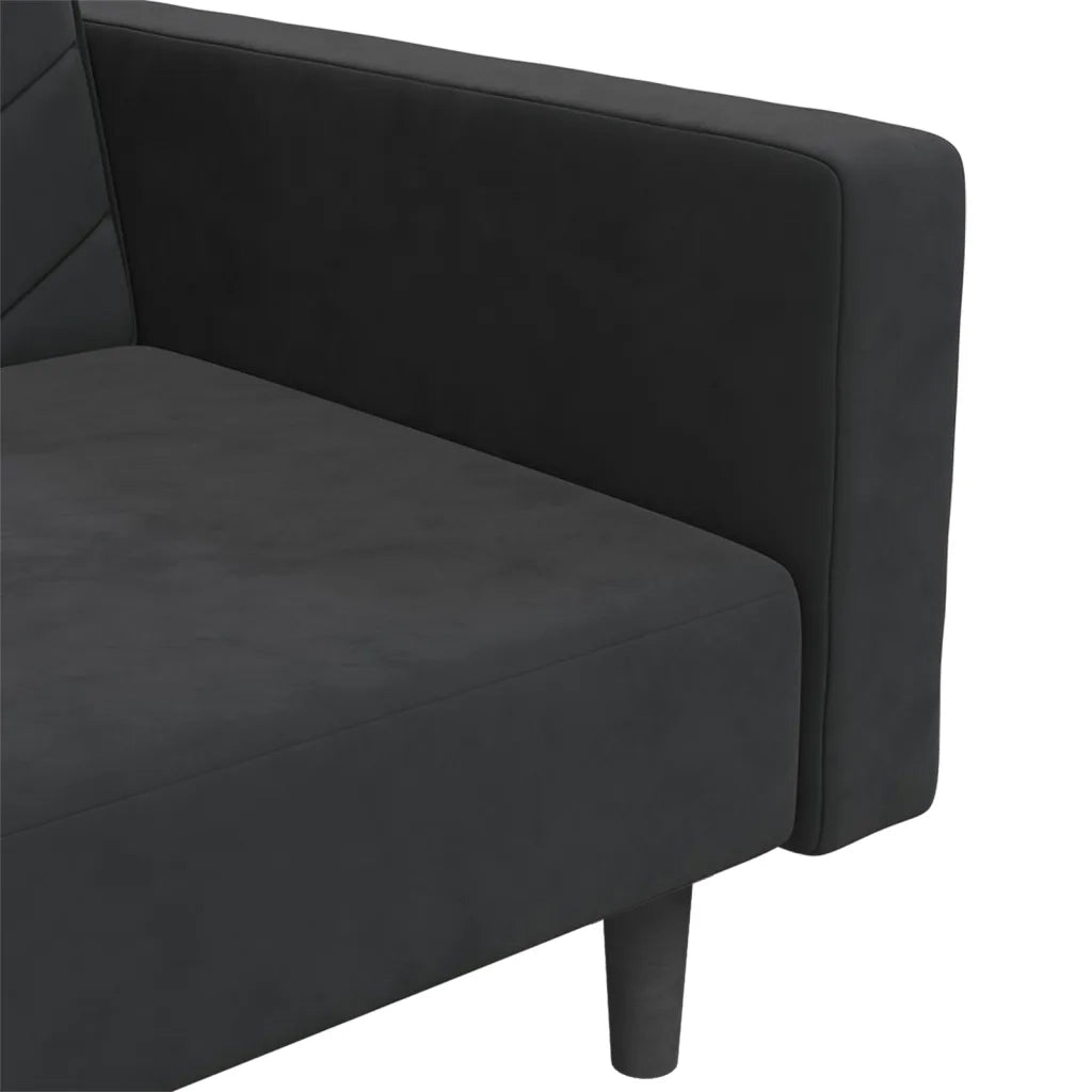 Divano letto | Sof¨¤ letto | Letto singolo a 2 Posti con 2 Cuscini Nero in Velluto