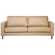 Divano Beige Ecopelle 3 Posti Gambe In Metallo Schienale Imbottito Minimalista Moderno