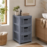 CASSETTIERA  MULTIUSO IN POLIPROLPILENE CON 3 CASSETTI , DOPPIA APERTURA E RUOTE - 365X28,5X51,5  CM COLORE GRIGIO