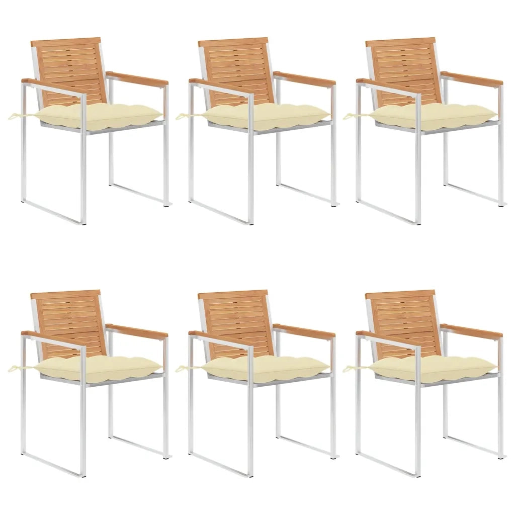 Sedie da Giardino con Cuscini 6 pz in Legno Massello di Teak cod mxl 8680