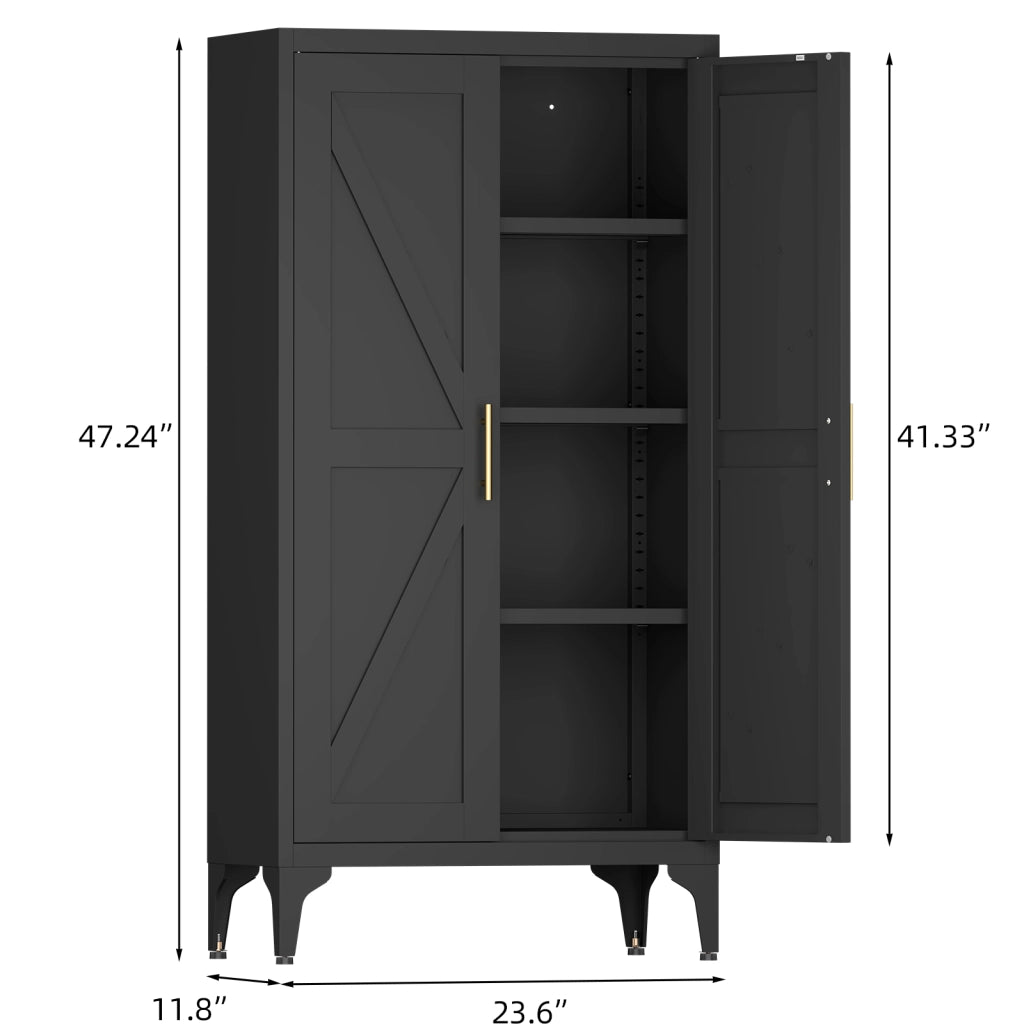 ARMADIO CONTENITORE IN METALLO 117 x 37 x 15,5 cm NERO 2 ANTE