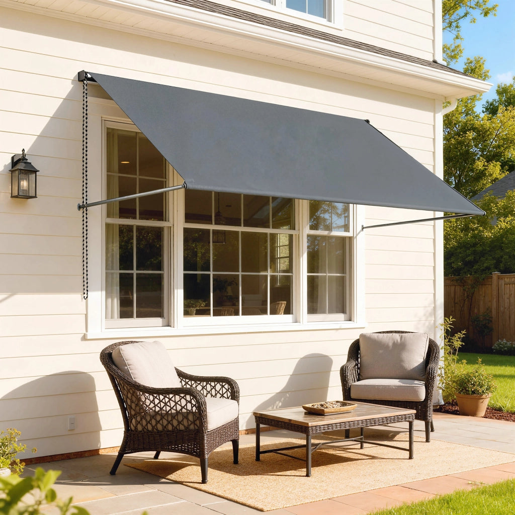Tenda da sole retrattile a braccio ¨C Zephmum ¨C Grigio scuro in alluminio e poliestere 195x120 cm