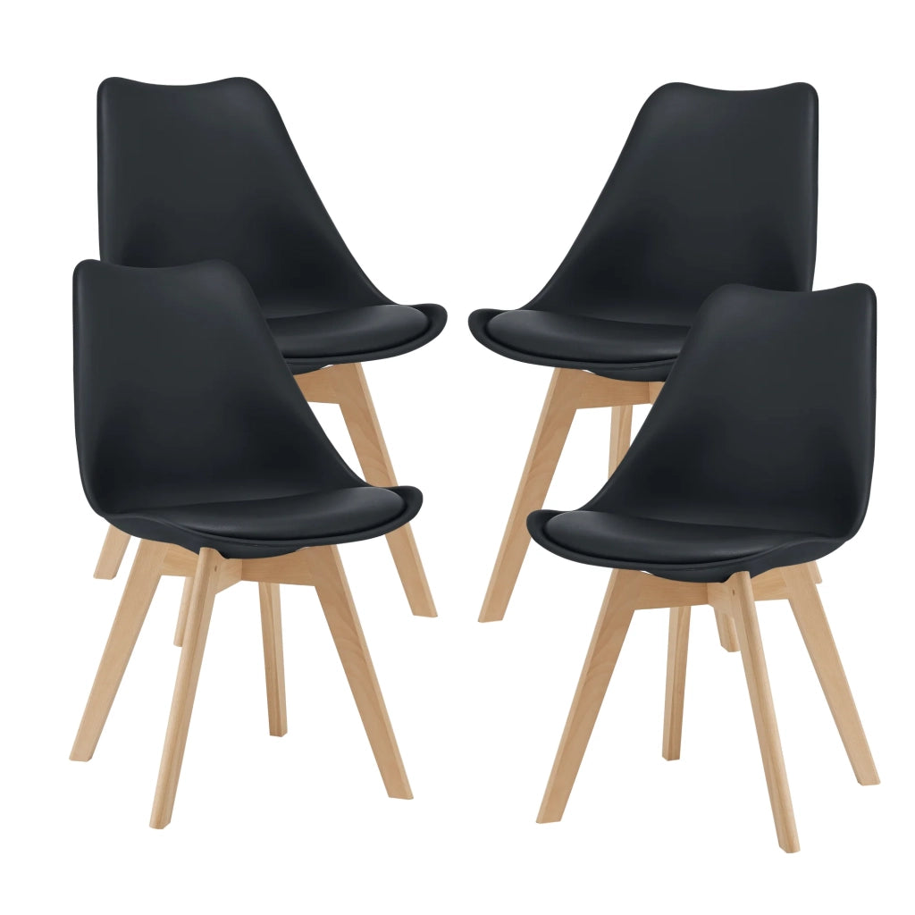 Set di 4 sedie da pranzo in similpelle color faggio nero 03_0006765