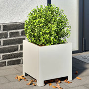 Fioriera da Giardino-Vaso da Esterno Bianca 30x30x30 cm in Acciaio 169801