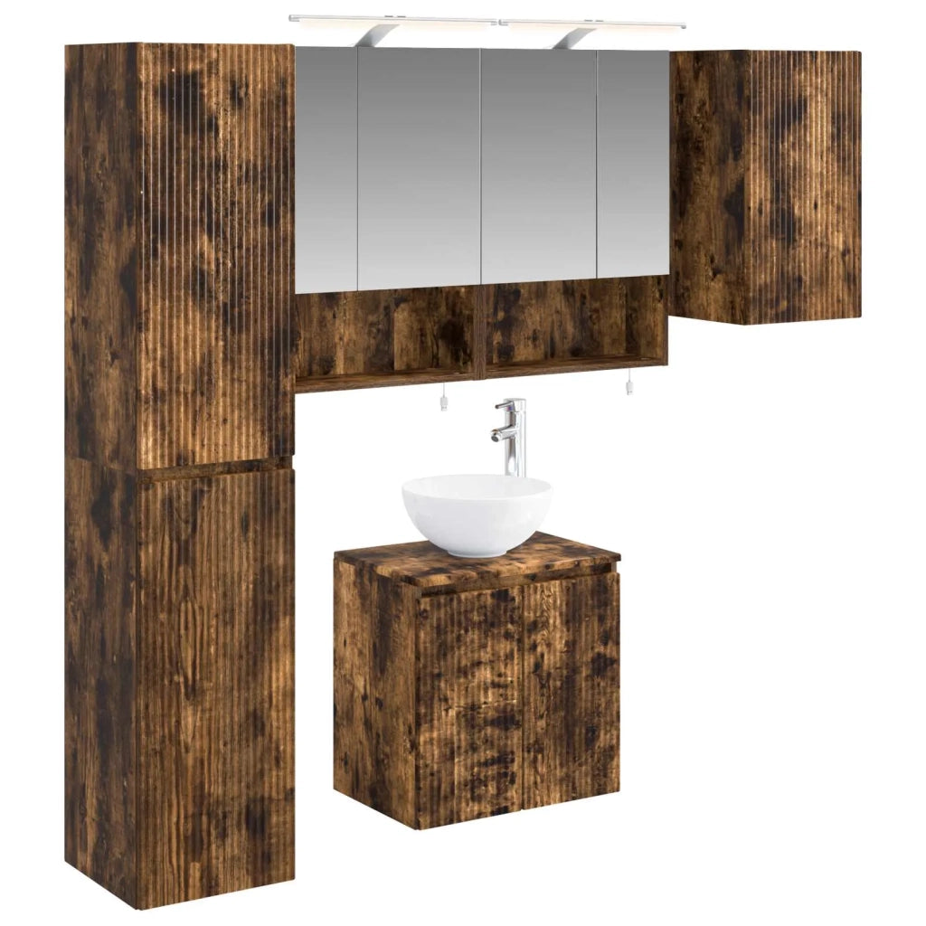 Set di Armadi da Bagno 5 pcs Rovere Fumo 50 x 14,5 x 70 cm 3407299