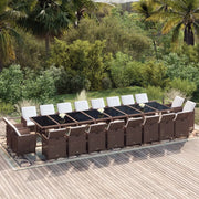 Set da Pranzo per Giardino 21pz con Cuscini Polyrattan Marrone cod mxl 42212