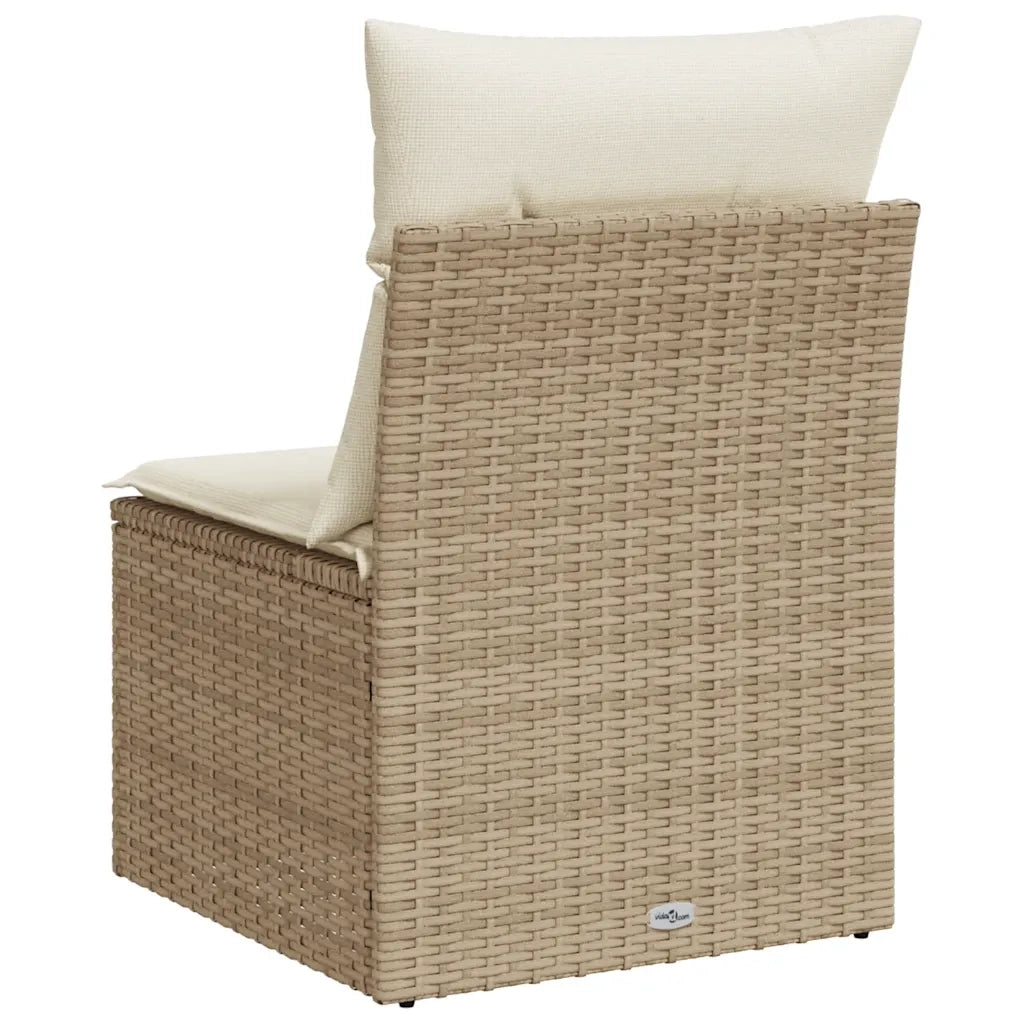 Sedia Giardino Senza Braccioli con Cuscini Beige in Polyrattan 366073