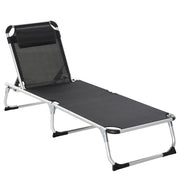 Lettino prendisole regolabile in 5 posizioni pieghevole ergonomico con tessuto a rete nero
