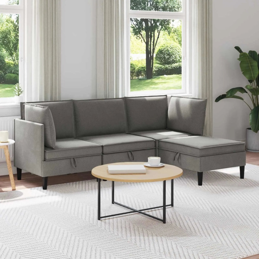 Set di mobili per il soggiorno 4 pcs Grigio scuro Tessuto 3413805