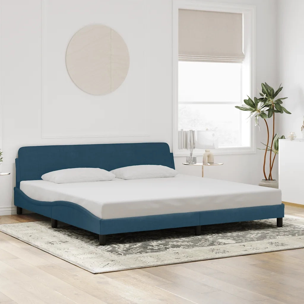 Letto matrimoniale | Letto per adulti | Giroletto Dover Blu 200x200 cm in Velluto