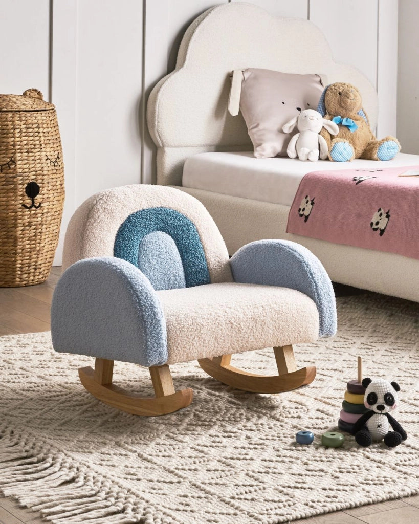 Sedia a dondolo per bambini con Gambe in legno blu per cameretta
