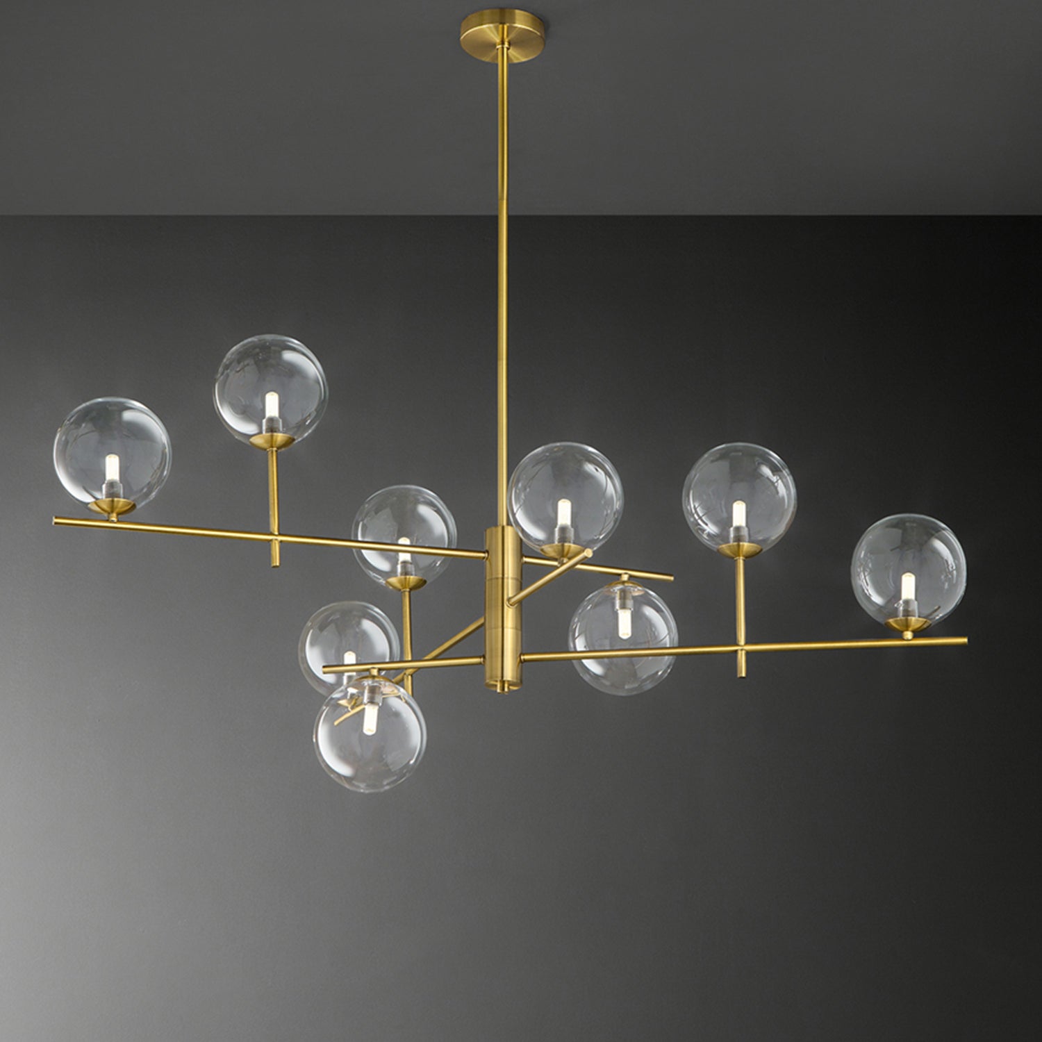 Plafoniera Contemporanea Pyrex Metallo Ottone 9 Luci G9 Ip20