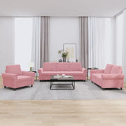 vidaXL Set di Divani 3 pz con Cuscini rosa in Velluto