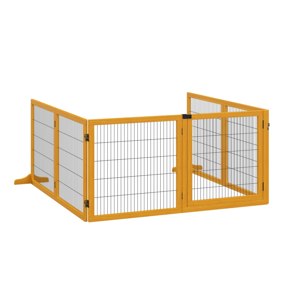 Barriera per cani pieghevole 6 pannelli ¨C zephmum ¨C giallo 432x36x70 cm