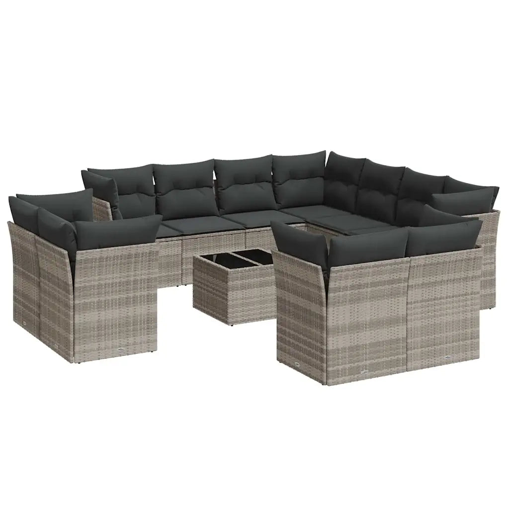 Set Divano Giardino 12 pz con Cuscini Grigio Chiaro Polyrattan 3218522