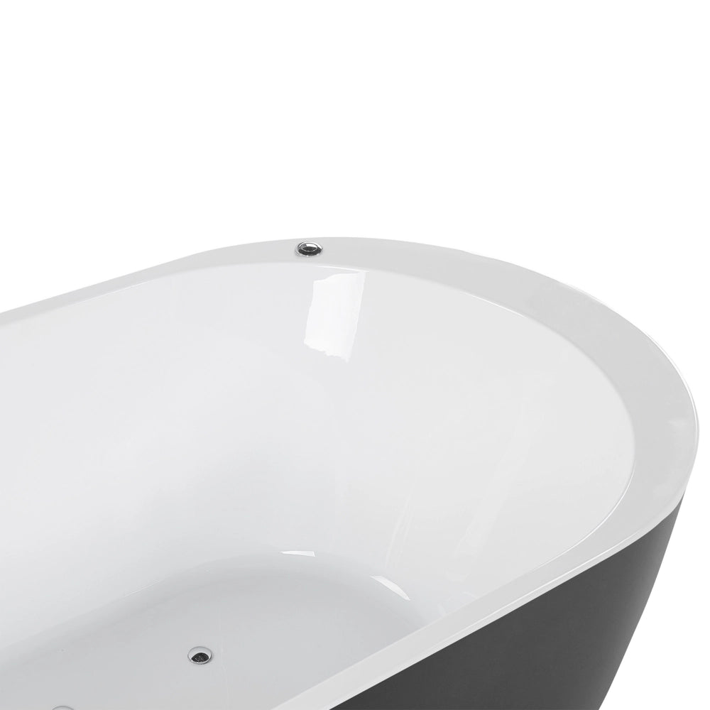 Vasca Idromassaggio Freestanding Ovale in Acrilico Nero 170 cm s Bagno moderno contemporaneo elegante