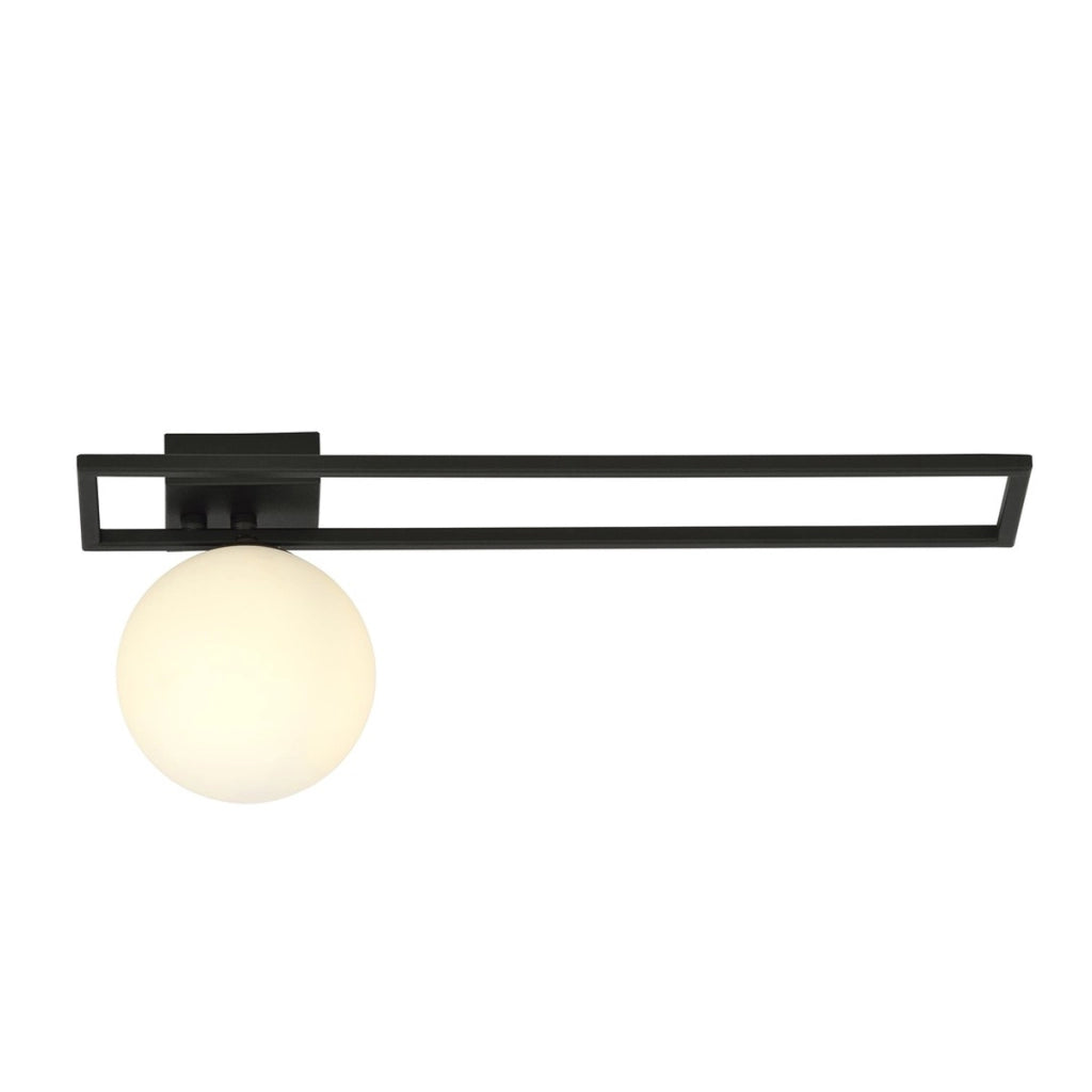 Lampada da soffitto Imago in metallo nero e vetro opale