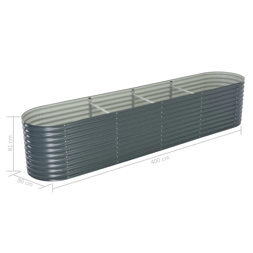 Fioriera rialzata per piante e fiori giardino 400 x 80 x 81 cm acciaio zincato grigio 02_0001053